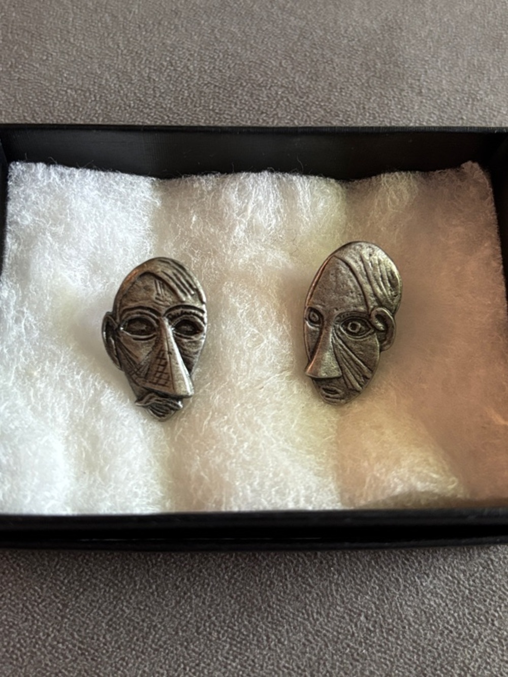 Vintage Silver Metal Picasso Cubist Earrings